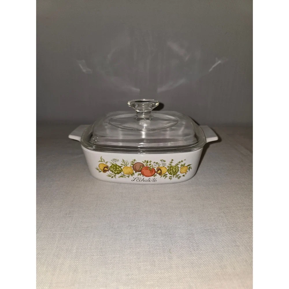 Corning Ware Casserole Dish L'Echalote Spice O Life White Vintage 1 Quart Exc